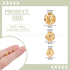 90pcs 3 Styles Brass Beads&nbsp;KK-GA0002-19A