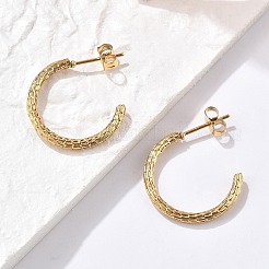 304 Stainless Steel Twist C-Shaped Stud Earrings&nbsp;EJEW-R017-03G-01