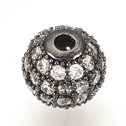Brass Micro Pave Cubic Zirconia Beads&nbsp;ZIRC-Q013-12mm-142B