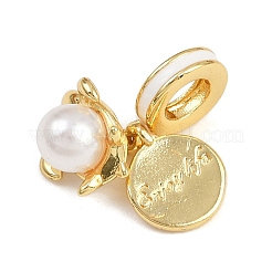 Brass White Enamel European Dangle Charms&nbsp;KK-N271-24G