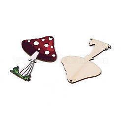 20Pcs UV Single Face Printed Wood Mushroom Pendant Decorations&nbsp;WOOD-N020-12