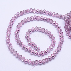 Faceted Rondelle Transparent Painted Glass Beads Strands&nbsp;X-DGLA-J001-C08-4mm