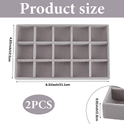 15 Grids Rectangle Wood Covered with Velvet Jewelry Trinket Display Trays&nbsp;AJEW-WH20054-062G-02