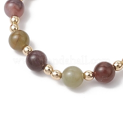 3Pcs Natural Aquamarine & Rose Quartz & Amethyst & Indian Agate & White Jade Imitation Morganite Round Beaded Bracelets&nbsp;BJEW-JB11933