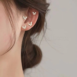 Clear Cubic Zirconia Butterfly Stud Earrings&nbsp;EJEW-G351-01G