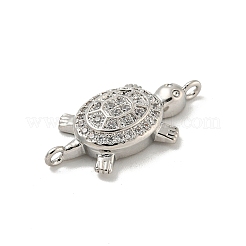 Brass Pave Clear Cubic Zirconia Sea Animal Connector Charms&nbsp;X-KK-N254-128P