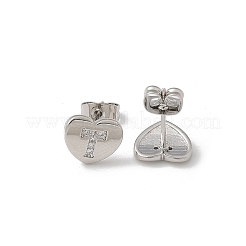 Rack Plating Brass Micro Pave Clear Cubic Zirconia Stud Earrings&nbsp;EJEW-K299-01P-T
