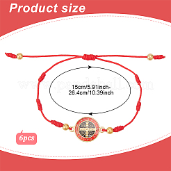 6Pcs Saint Benedict Medal Alloy Link Bracelets Set&nbsp;BJEW-AN0001-68