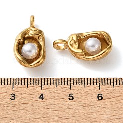 304 Stainless Steel & ABS Plastic Pearl Pendants&nbsp;PL-L002-01G