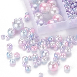 497Pcs 5 Style Rainbow ABS Plastic Imitation Pearl Beads&nbsp;OACR-YW0001-07F