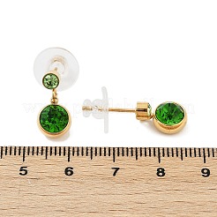 304 Stainless Steel Rhinestone Dangle Stud Earrings&nbsp;EJEW-G423-17G-03