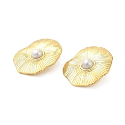 304 Stainless Steel Shell Pearl Flower Stud Earrings for Women&nbsp;EJEW-U020-21G