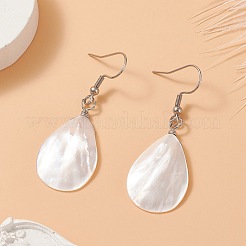 Teardrop Natural Trochid Shell Dangle Earrings&nbsp;EJEW-JE05185