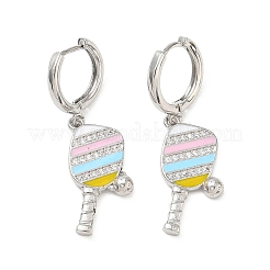 Brass Micro Pave Cubic Zirconia Dangle Hoop Earrings for Women&nbsp;EJEW-A168-05P