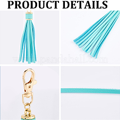 10Pcs Imitation Leather with Light Gold Alloy Clasps Tassel Big Pendants Decorations&nbsp;AJEW-CL0003-14D