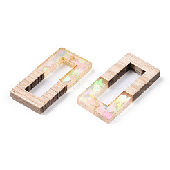 Transparent Resin & White Wood Pendants&nbsp;RESI-N039-27