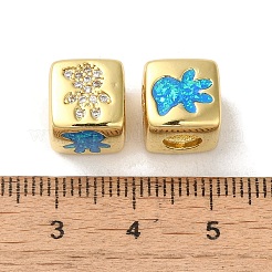 Rack Plating Brass Micro Pave Cubic Zirconia Beads&nbsp;KK-P268-01G-14