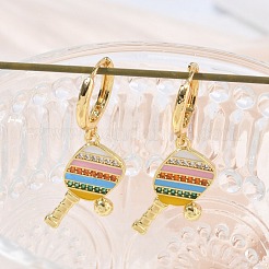 Brass Micro Pave Cubic Zirconia Dangle Hoop Earrings for Women&nbsp;EJEW-A168-05G