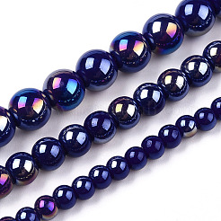 Electroplate Opaque Glass Beads Strands&nbsp;LS-GLAA-T032-P8mm-AB03