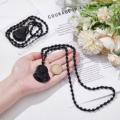 2Pcs Resin Imitation Gemstone Maitreya Buddha Pendant Necklace&nbsp;NJEW-UN0001-59B