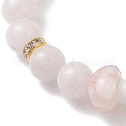 Natural Madagascar Rose Quartz & Lampwork Beads Stretch Bracelets for Women&nbsp;BJEW-JB13317-02