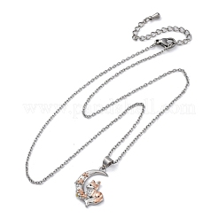 Brass Moon Fox Pendant Cable Chain Necklaces for Women&nbsp;NJEW-C067-02P