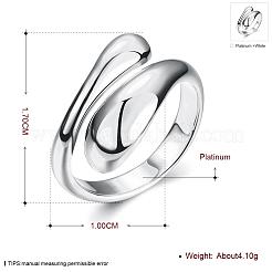Real Platinum Plated Adjustable Brass Finger Rings for Women&nbsp;RJEW-BB07574-C