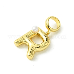 Rack Plating Brass with ABS Plastic Pearl European Dangle Charms&nbsp;KK-G501-02R-G
