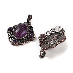 Natural Amethyst Rhombus Pendants&nbsp;G-K363-02R-04