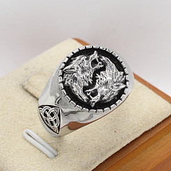 Wolf Pattern 304 Stainless Steel Finger Rings for Men&nbsp;FS-WGA3424-03