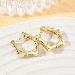 Brass Micro Pave Cubic Zirconia Hoop Earrings&nbsp;KK-CBA30C7-27G