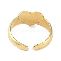 Ion Plating(IP) 304 Stainless Steel Enamel Heart with Eye Cuff Finger Rings&nbsp;RJEW-L107-062G-01