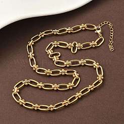 Ion Plating(IP) 304 Stainless Steel Oval Links Necklace for Women&nbsp;NJEW-B107-07G-03