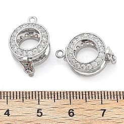 Brass with Clear Cubic Zirconia Fold Over Clasps&nbsp;KK-Z080-11P