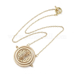 Rotated Hourglass Flat Round Alloy Pendant Necklaces for Women&nbsp;NJEW-G131-01D