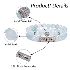 2Pcs 2 Style Natural Aquamarine Stretch Bracelets Set&nbsp;BJEW-SW00094