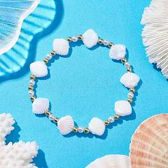 Shell Shape Plastic Stretch Bracelets&nbsp;BJEW-JB10342-01