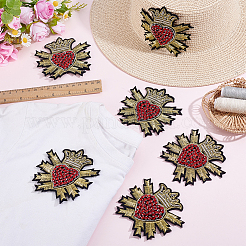 6Pcs Embroidery Beading Felt Cloth Iron On/Sew On Patches with Paillette&nbsp;PATC-HY0002-06