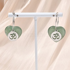 Natural Green Aventurine & 304 Stainless Steel Hoop Earrings for Women&nbsp;EJEW-G475-04P-04