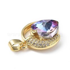 Real 18K Gold Plated Rack Plating Brass Micro Pave Clear Cubic Zirconia Pendants&nbsp;KK-C015-20G-05