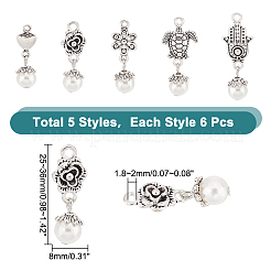6 Sets Acrylic Imitated Pearl Pendants&nbsp;FIND-AR0003-37