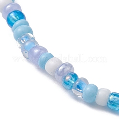 Glass Seed & Synthetic Turquoise Starfish Beaded Stretch Bracelet for Women&nbsp;BJEW-JB09709-02