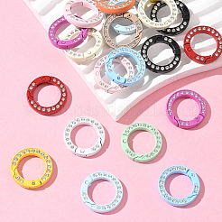 24Pcs 12 Colors Zinc Alloy Rhinestone Spring Gate Rings&nbsp;FIND-SC0019-50A