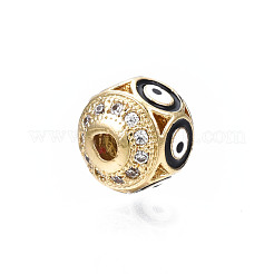 Brass Micro Pave Cubic Zirconia Beads&nbsp;KK-N227-84A