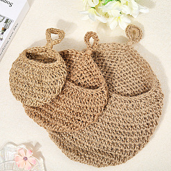 3Pcs 3 Styles Handmade Woven Cotton Fruit Net Hanging Baskets&nbsp;AJEW-GF0011-57A