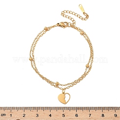 304 Stainless Steel Heart Charm Chain Bracelets&nbsp;BJEW-M097-01A-G