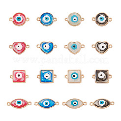 32Pcs 16 Styles Evil Eye Zinc Alloy Epoxy Resin Connector Charms&nbsp;ENAM-TA0001-33