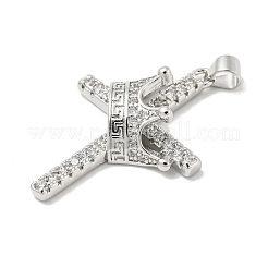 Rack Plating Brass Micro Pave Cubic Zirconia Pendants&nbsp;KK-F869-10P