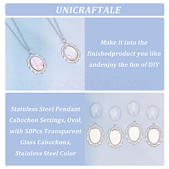 50Pcs 316 Surgical Stainless Steel Pendant Cabochon Settings&nbsp;STAS-UN0049-60