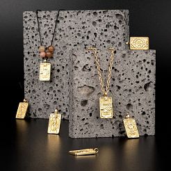 10Pcs 1 style Brass Micro Pave Clear Cubic Zirconia Tarot Card Pendants&nbsp;ZIRC-LS0001-01G